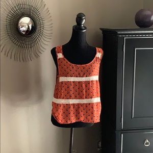 Orange & Blue Forever 21 Semi Sheer Crop Top